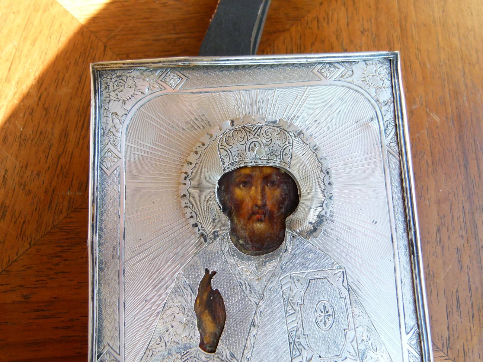 Russian icon with silver