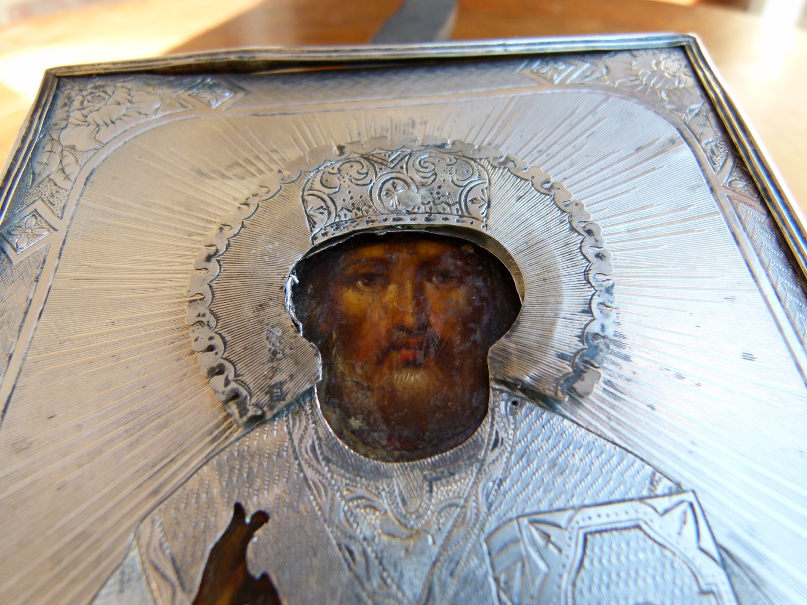 Russian icon with silver