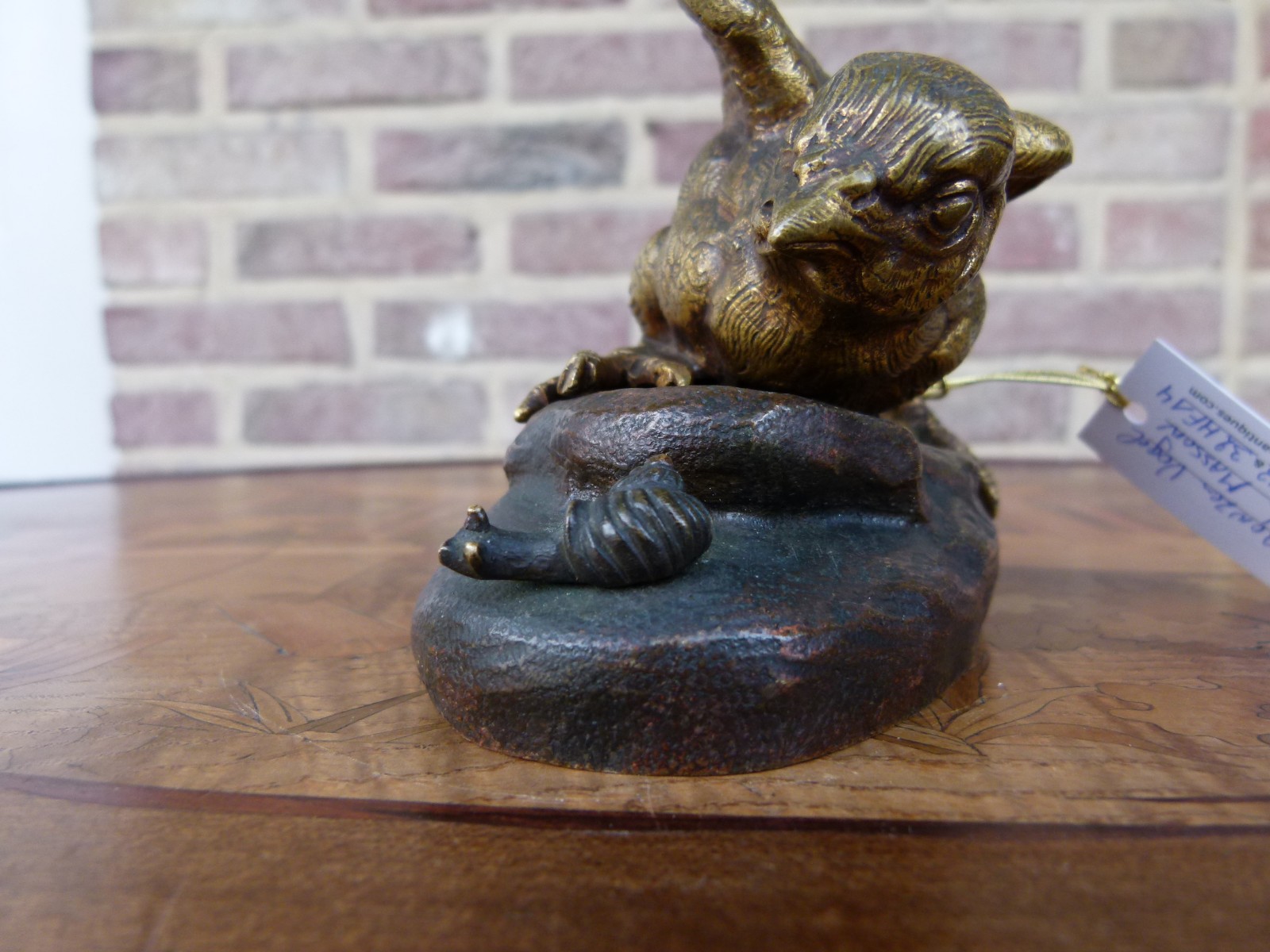 Napoleon III Sculpture by C.Masson of a young bird playind with a snail