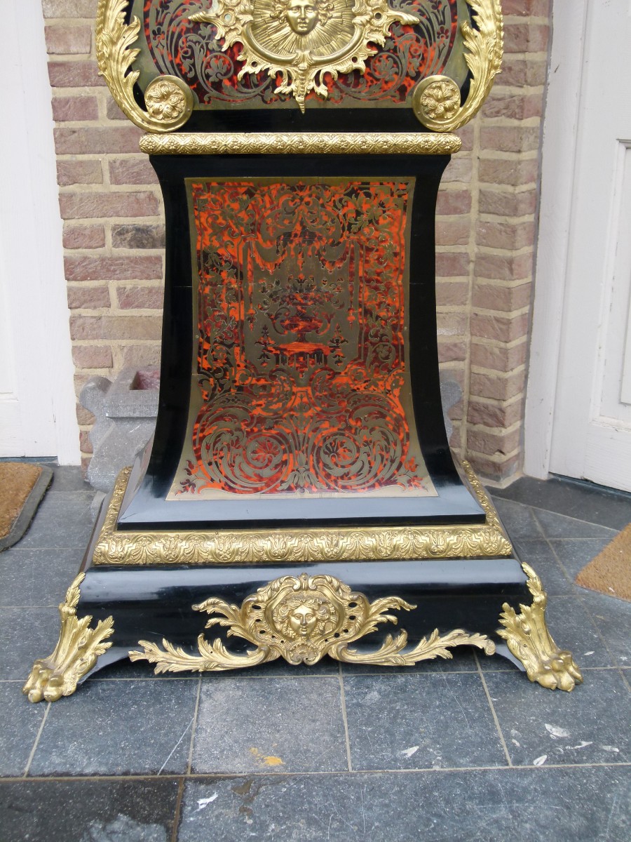 Napoleon III Boulle Marquetry Inlaid Bombe Long Case grandfather Clock