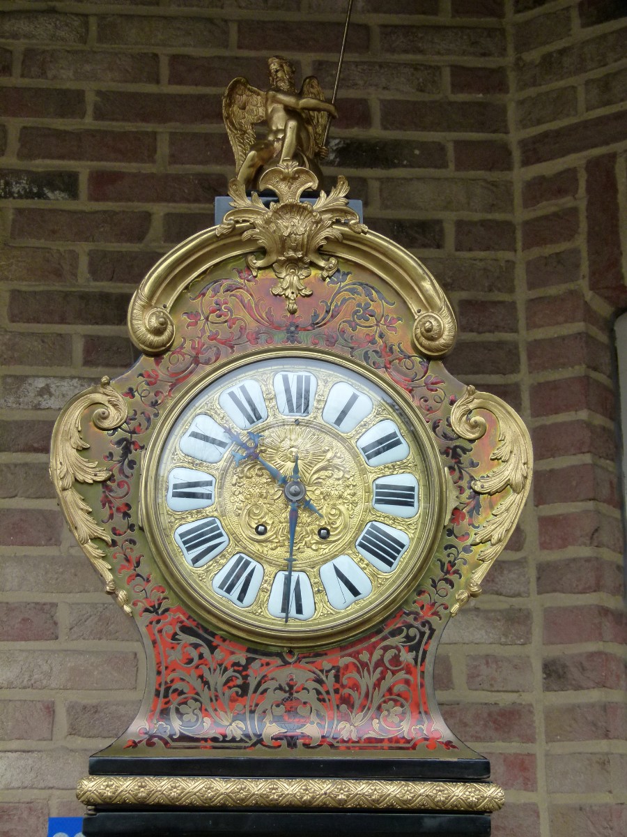 Napoleon III Boulle Marquetry Inlaid Bombe Long Case grandfather Clock