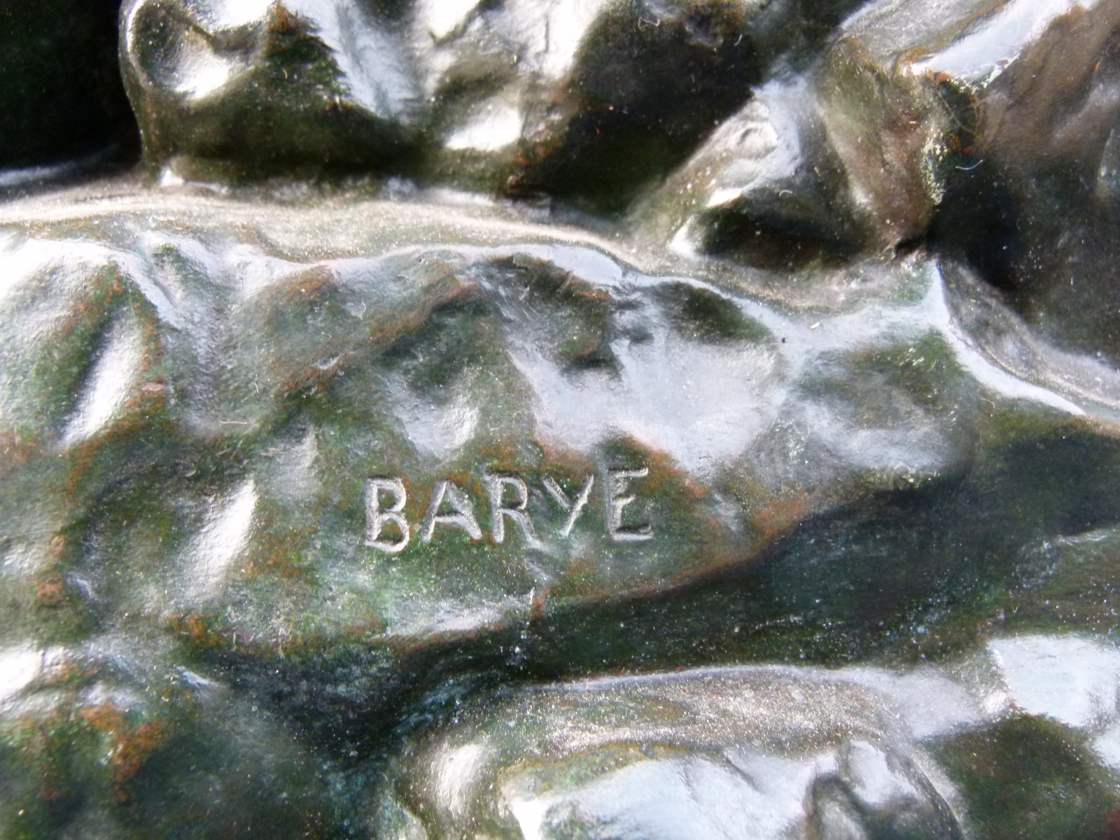 Sculpture by Barye of Theseus fighting centaur Bianor with foundry stamp F.Barbedienne