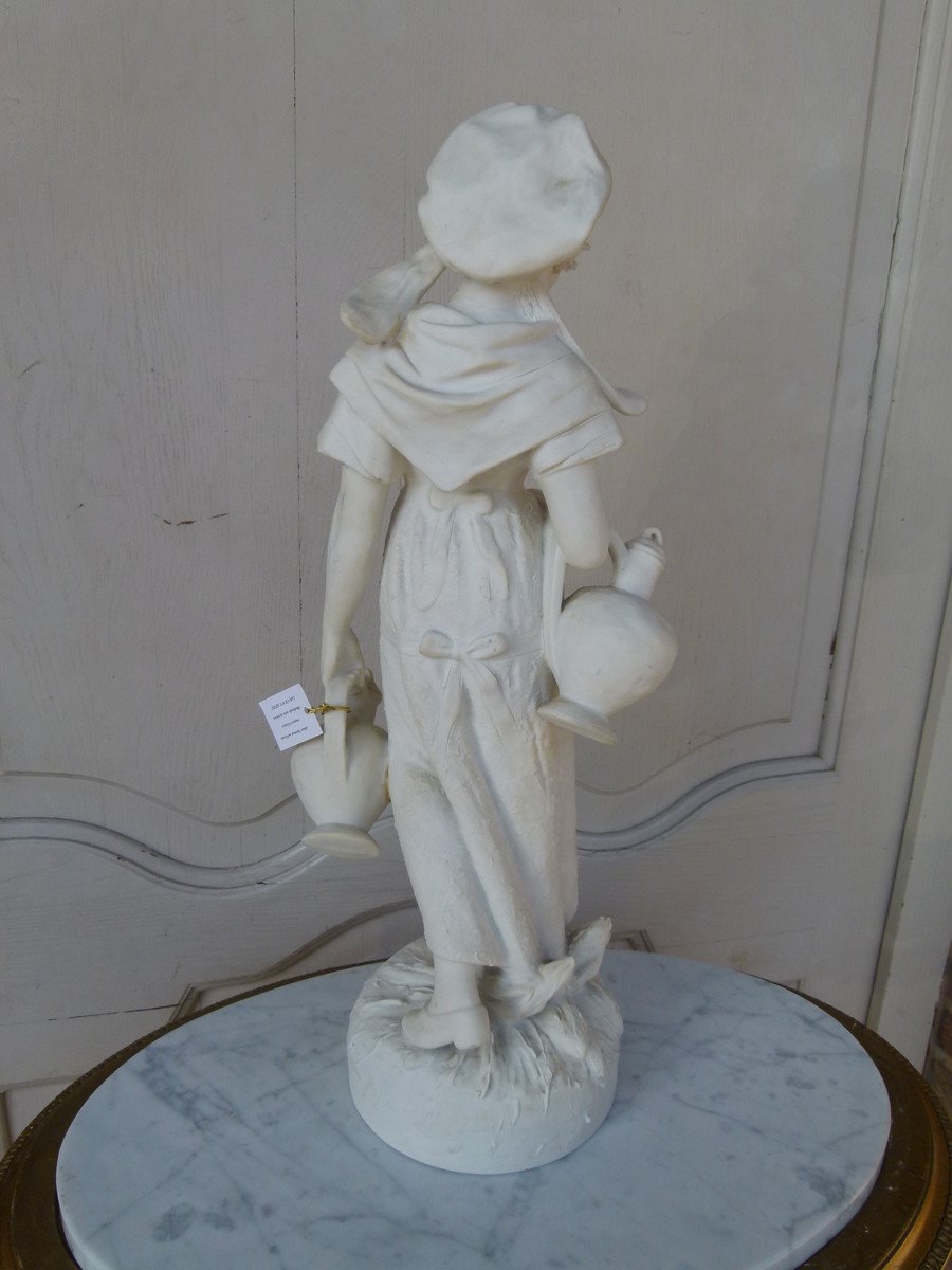 Bell epoque Sculpture  of a farmer lady signed by Comein