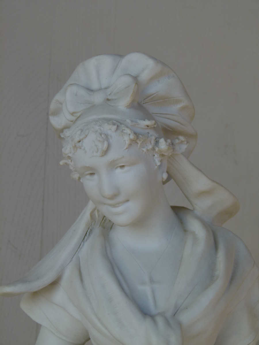 Bell epoque Sculpture  of a farmer lady signed by Comein