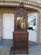 Louis 15 Highly carved Liége discplay cabinet vitrine