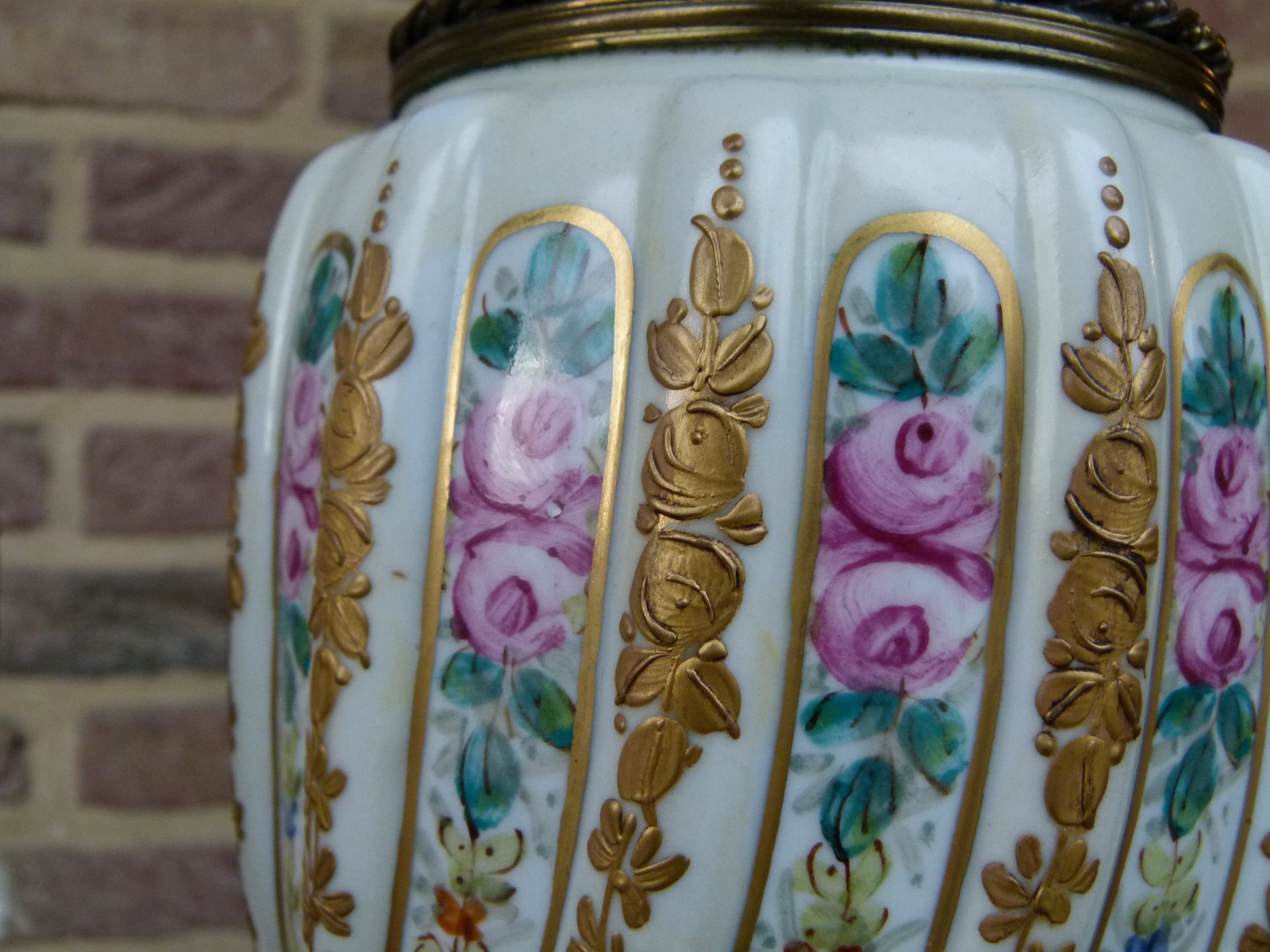 Napoleon III Pair light blue vases with flower decorations