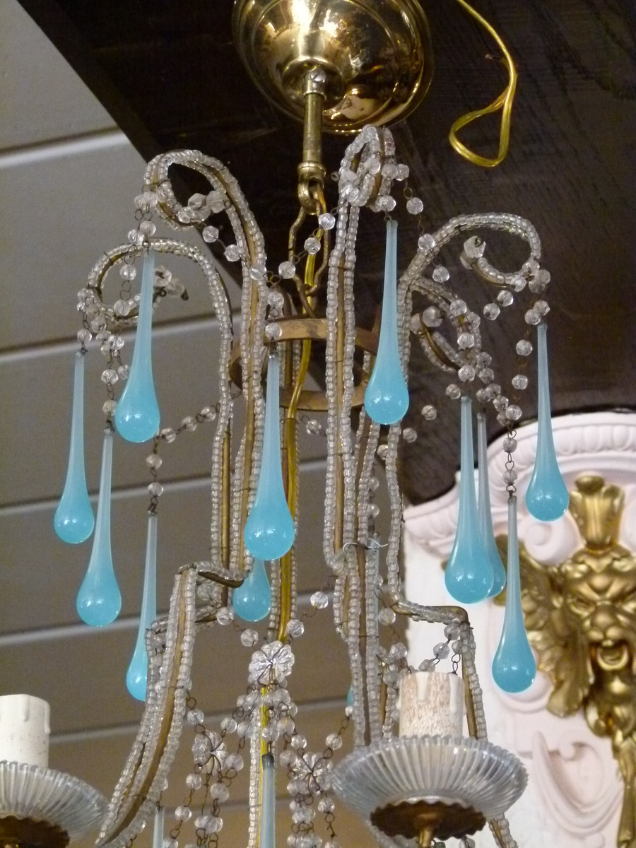 Bell epoque Lamp with opaline drops