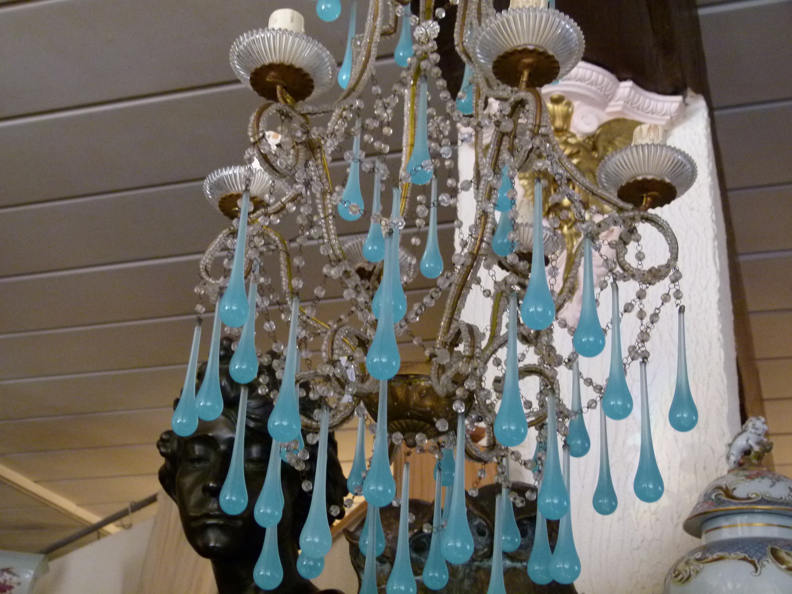 Bell epoque Lamp with opaline drops