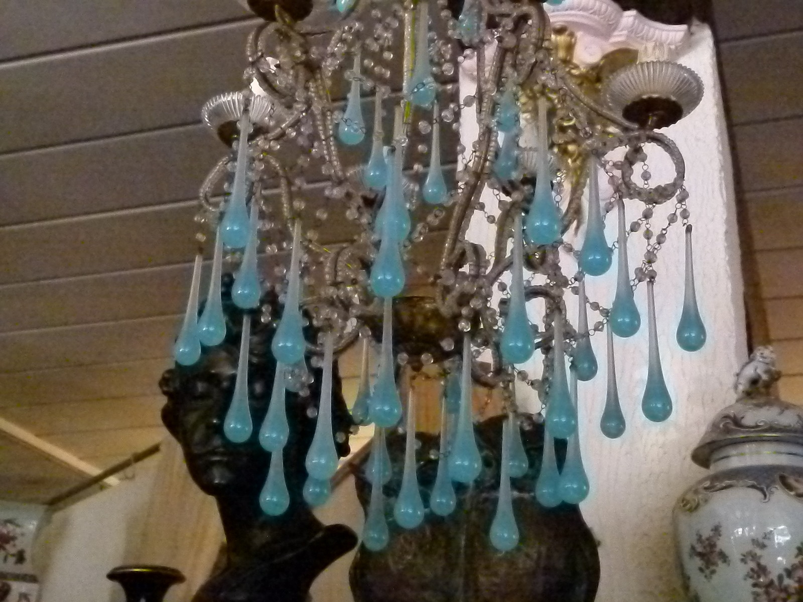 Bell epoque Lamp with opaline drops