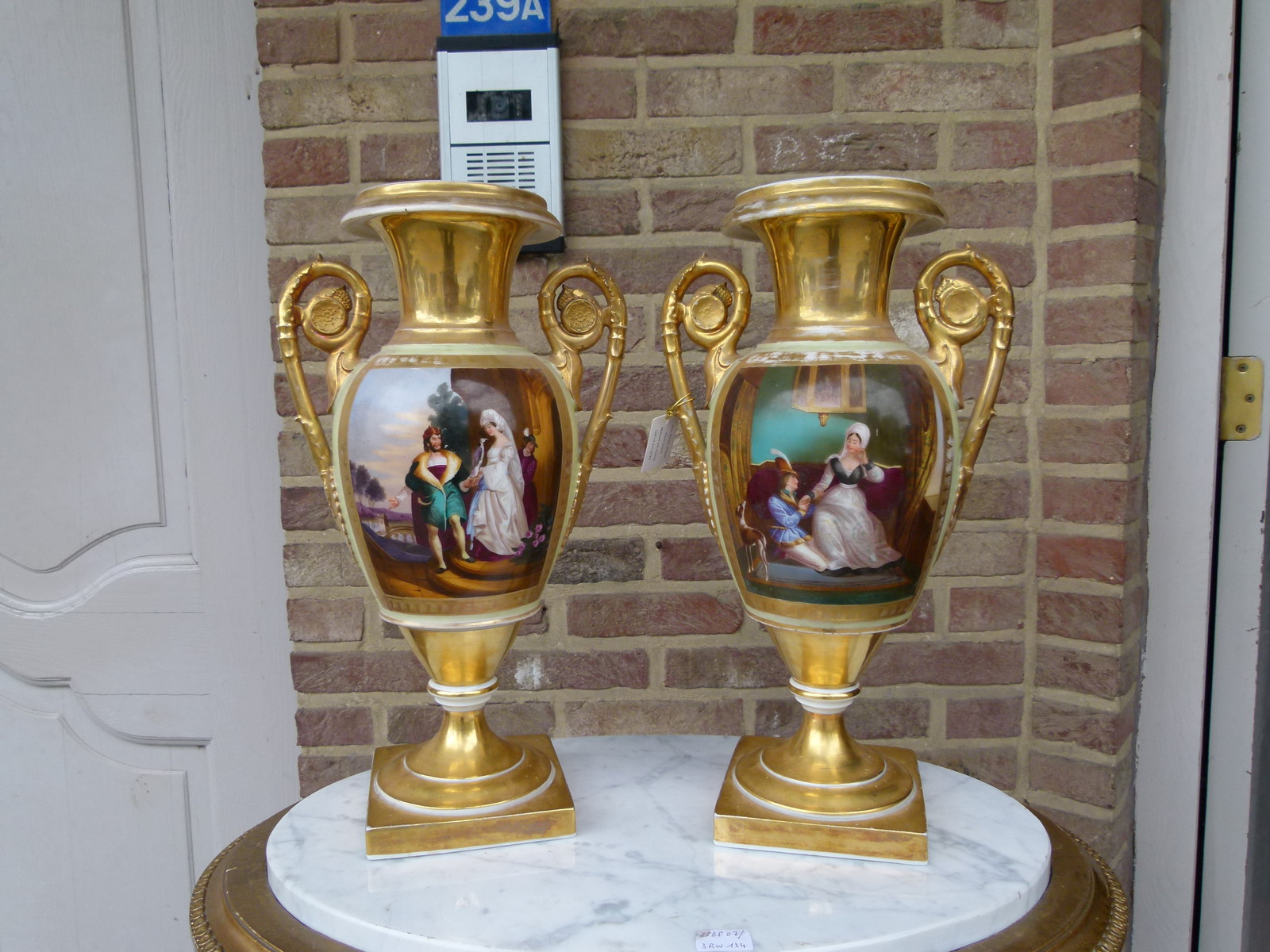 Empire Pair vases with romantic scenes