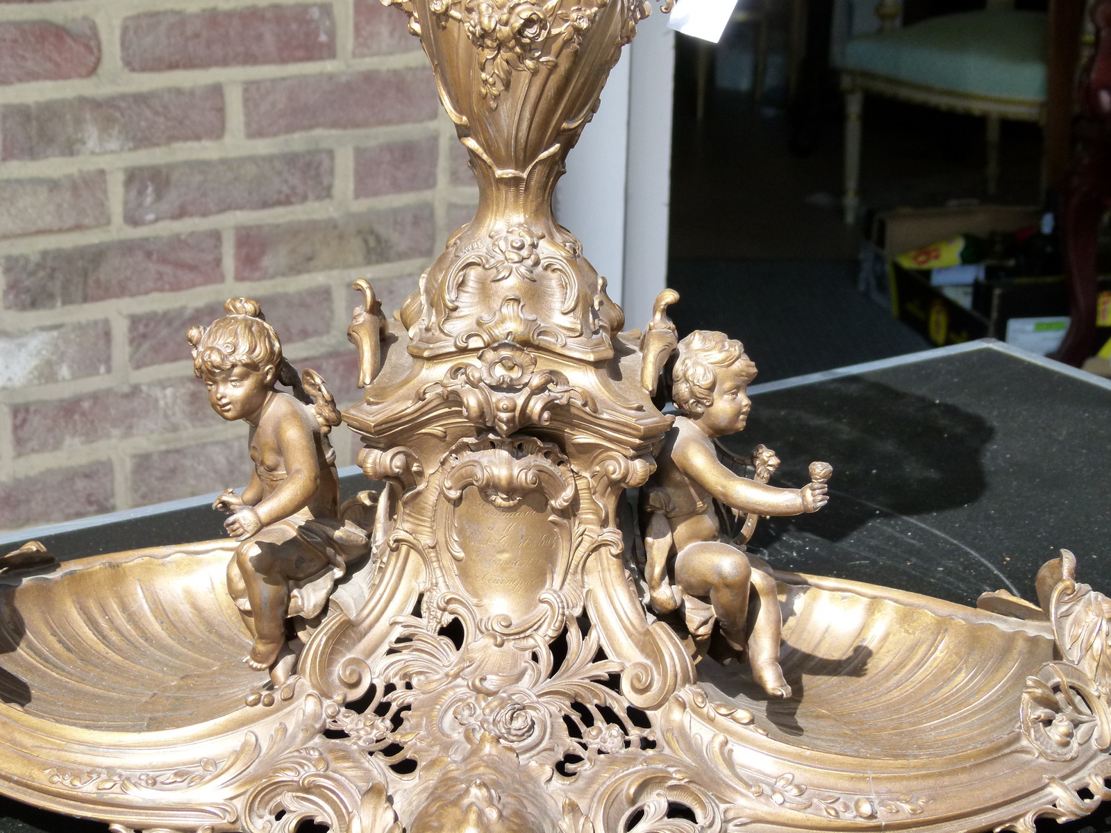 Huge Bell epoque centerpiece with cherubs