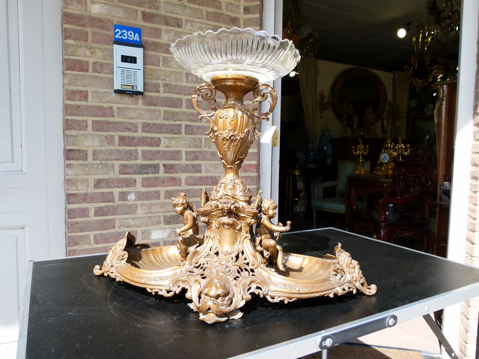 Huge Bell epoque centerpiece with cherubs